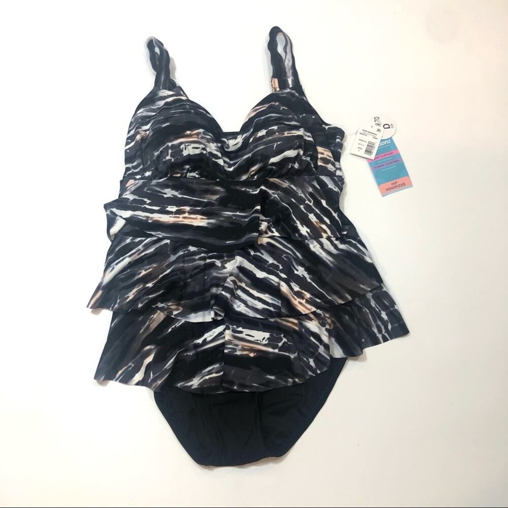 Swim Solutions Triple Tiered One-Piece Swimsuit - Picture 4 of 10
